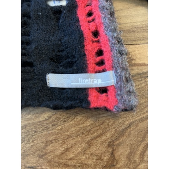 Firetrap Y2K 100% Wool Zip Full Zip Sweater Womens M Distressed Knit Grunge Goth - Picture 2 of 10